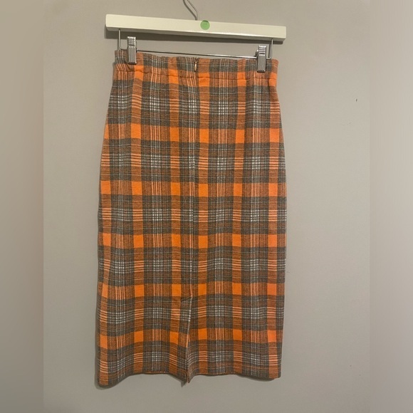 Endless rose orange‎ plaid midi skirt small - Picture 4 of 6